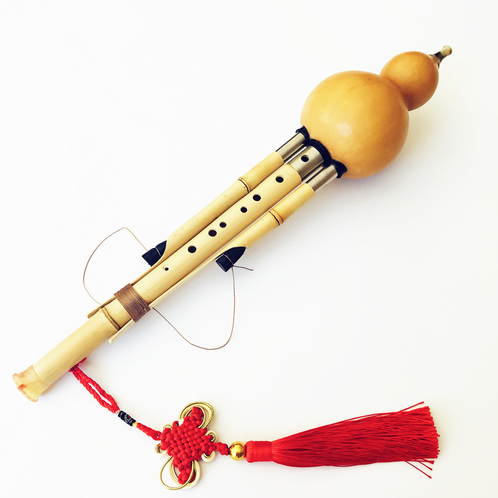 Musical Instrument In Chinese - Chinese Handmade Hulusi Golden Bamboo Gourd