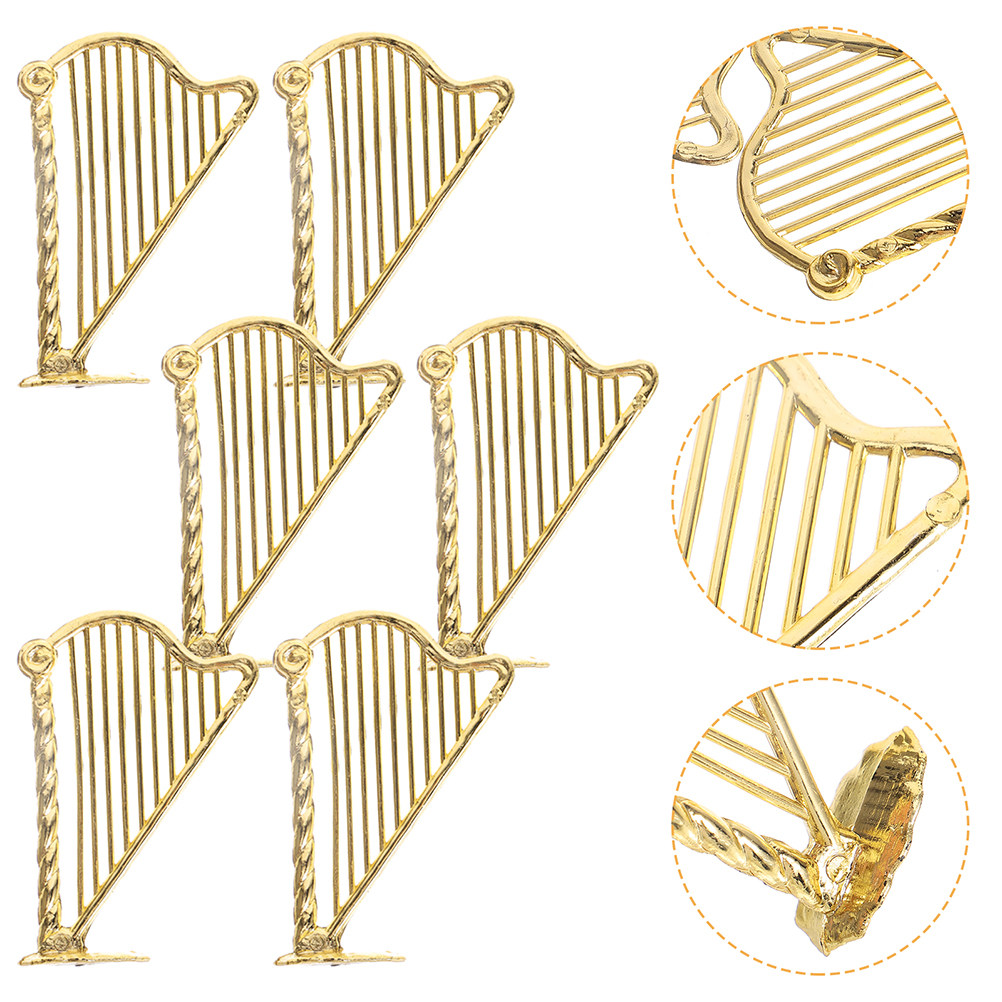 Musical Instrument Xmas Ornaments - 100Pcs Mini Harp Decoration Charm Small