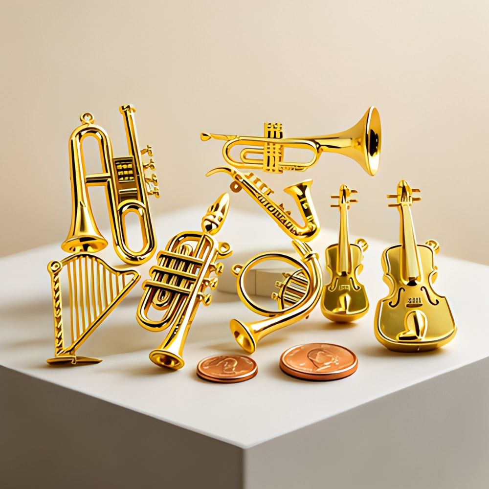 5/18pcs Random Mini Golden Mus - Musical Instrument Xmas Ornaments recension och pris