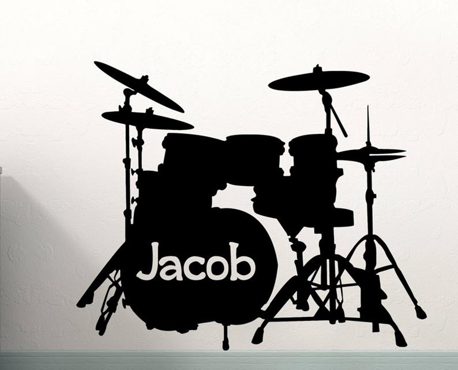 Drum Set Wall Decal Custom Nam - Musical Instrument With Names recension och pris