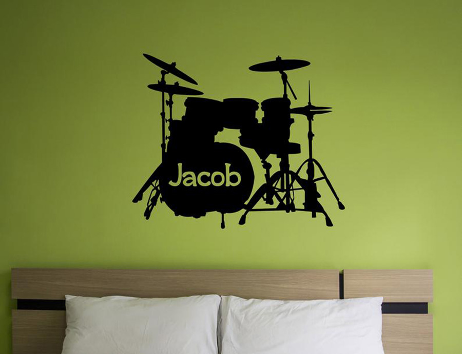 Drum Set Wall Decal Custom Nam - Musical Instrument With Names recension och pris